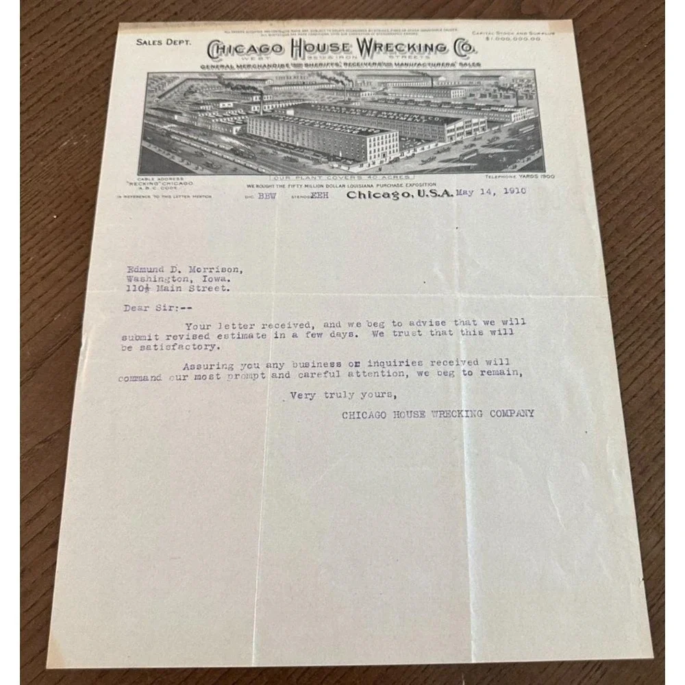 1910 Chicago Wrecking House Co Letterhead Graphic Lawn & Fence‎ Brochure